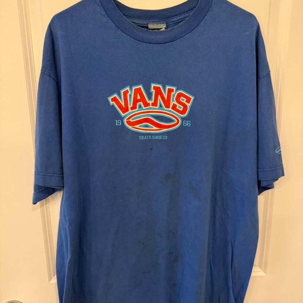 Vintage Vans Skate Shoe Co Graphic T-Shirt Blue 1966